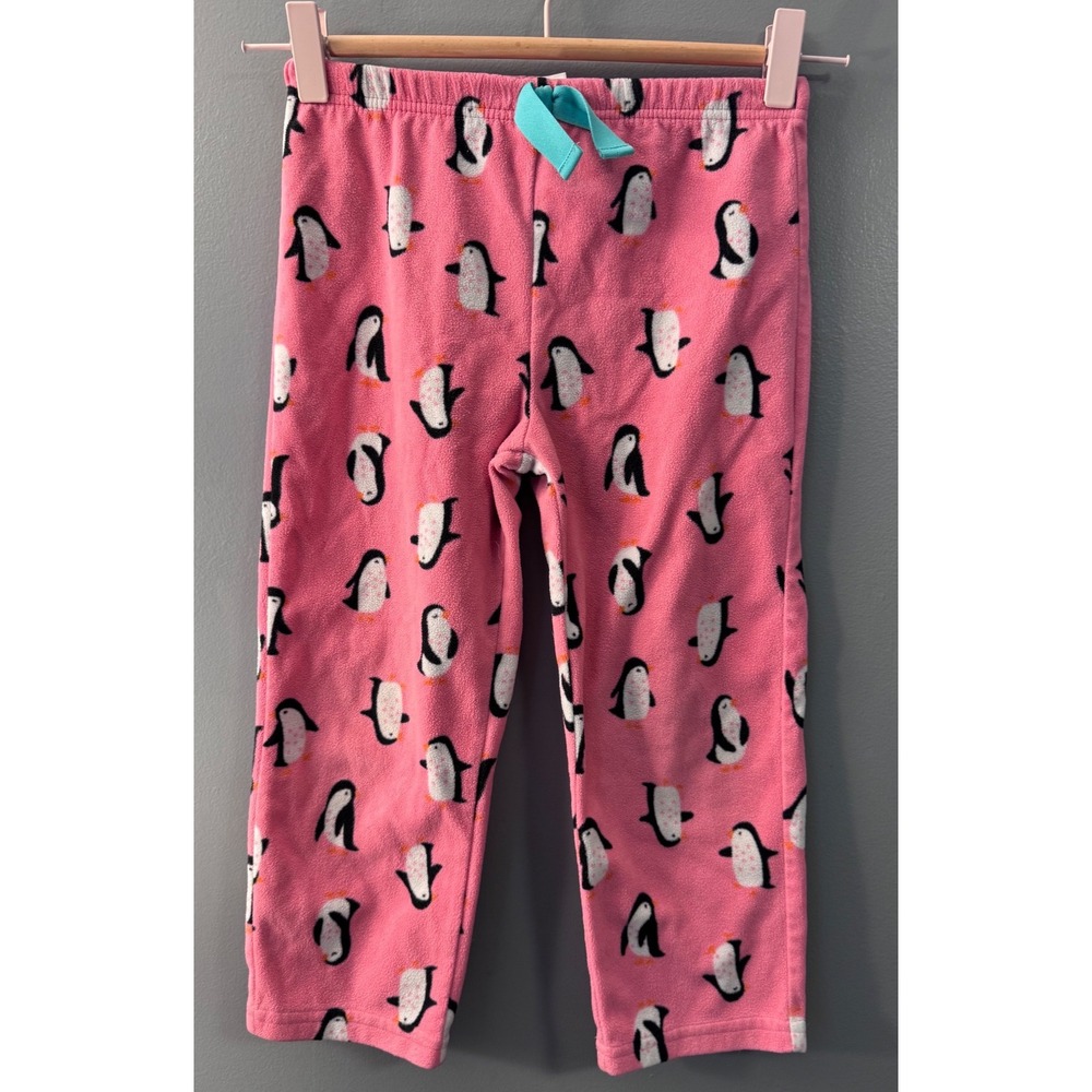 Carter's Kids Pink Fleece Penguin Print Pajama Pants Sleep Bottoms ATFC1064